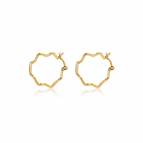 Brinco Feminino Argola Zig Zag Dourado Moderno