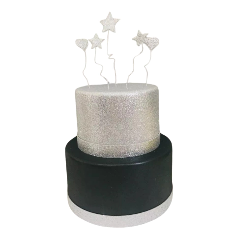 BOLO FAKE PRATA COM GLITTER - comprar online