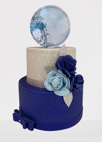 BOLO FAKE FLORAL AZUL