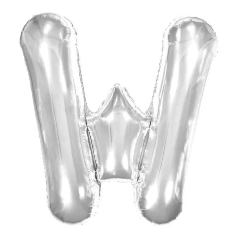 Balão Metalizado Letra W - Prata
