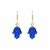 Brinco infantil ouro amarelo 18k Argola Hamsa Azul