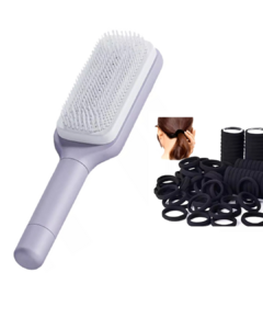 CEPILLO / PEINE AUTOLIMPIEZA RETRACTIL + PACK X10 COLITAS NEGRAS DE REGALO en internet