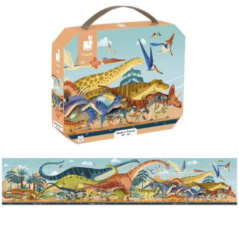 Maleta Quebra-cabeça Panorâmico Dino – 100 peças - Janod