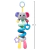 Mola de atividades em formato espiral de pelúcia com tema de elefante azul da marca Buba, mostrando os brinquedos pendurados como mordedor e chocalho.