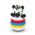 Mordedor de encaixe em formato de zebra colorida com anéis vermelho, azul e amarelo, brinquedo para bebês