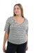 Remera rayada escote en V, manga al codo - comprar online