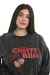 Buzo oversize desgastado con estampa en internet
