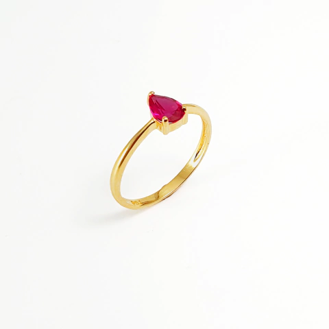 Anel Solitário Sofia em Ouro 18k/750 com Zircônia cor Turmalina Rosa - comprar online
