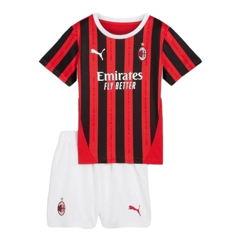 Kit Infantil AC Milan I 24/25 - Vermelho e preto e branco