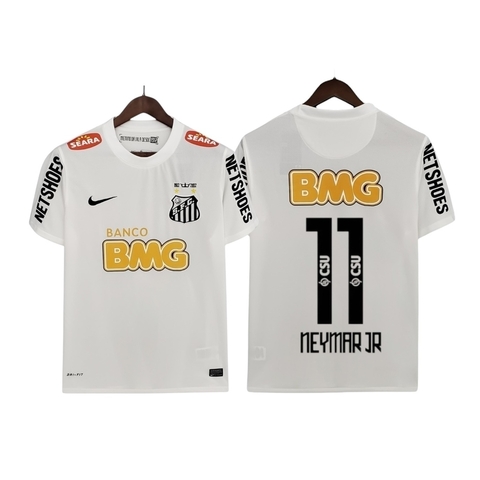 Camisa Retrô Santos I 2012/13 - #NEYMAR 11 - Masculina Nike - Branca e Com Patrocínio