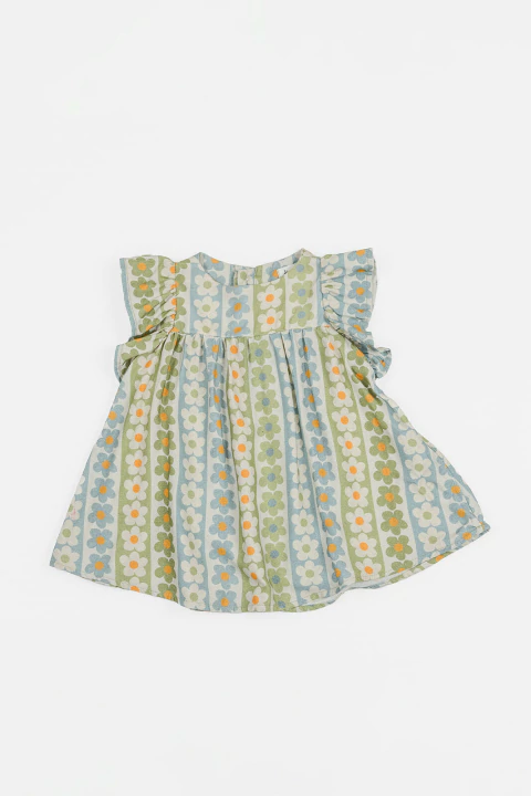 Vestido Estampa Campo Florido | Azul e Verde - comprar online