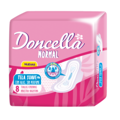 DONCELLA TOALLAS FEMENINAS NORMAL X8 CON ALAS SIN PERFUME