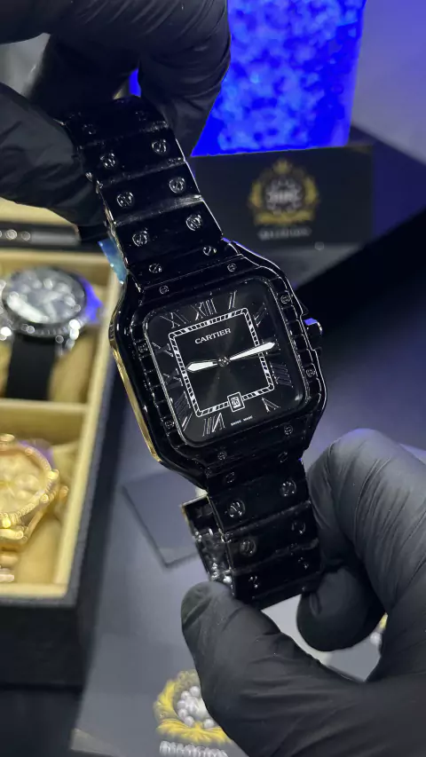 CARTIER SANTOS PRETO 40MM - A PROVA D'ÁGUA ATÉ 10 METROS