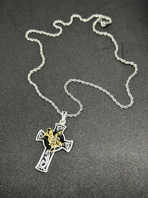 Corrente Bretes Crucifixo Bull Rider Prata B012