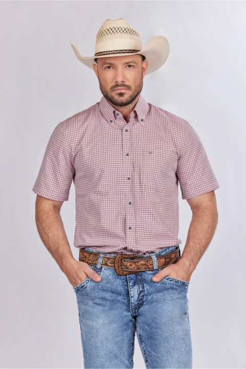 Camisa All Hunter Classic Fit Xadrez Vermelho Cinza 3555