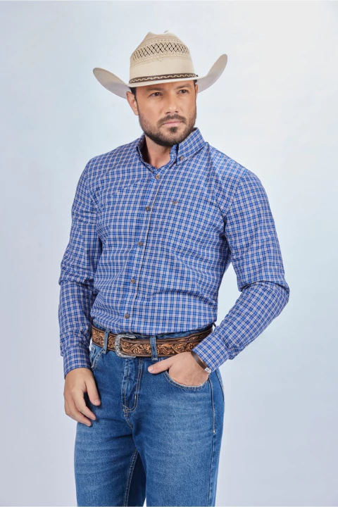 Camisa All Hunter Classic Fit Xadrez Azul 3399