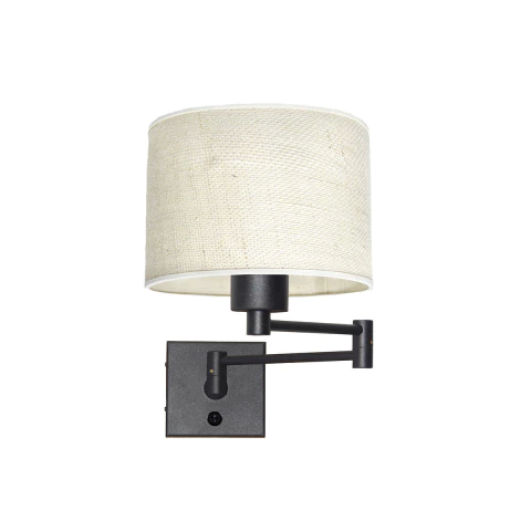 LAMPARA APLIQUE VELADOR PARED HOTEL CUERPO 2 MOVIMIENTOS 1 LUZ PANTALLA CILINDRICA APTO LED E27 - comprar online