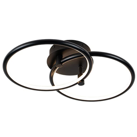 PLAFON LED 30W ESPHERE 2 AROS NEGRO 201311 LUZ VARIABLE FRIO NEUTRO CALIDO DIMMER CONTROL REMOTO - comprar online