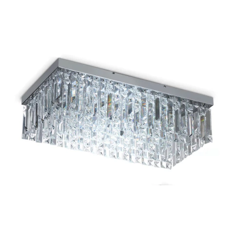Plafón de techo rectangular con 6 luces con cristales
