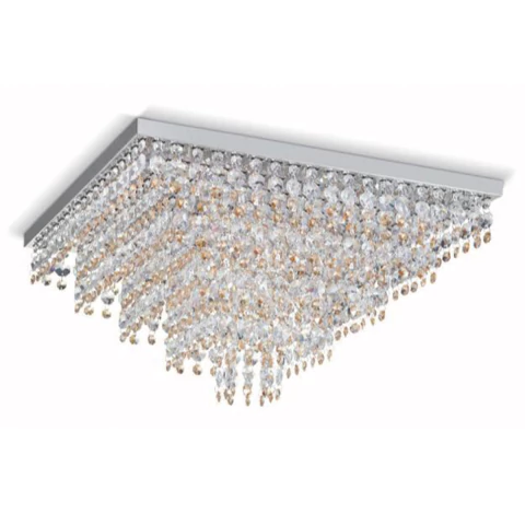 Plafón para techo moderno con 8 luces, diseño rectangular con cristales