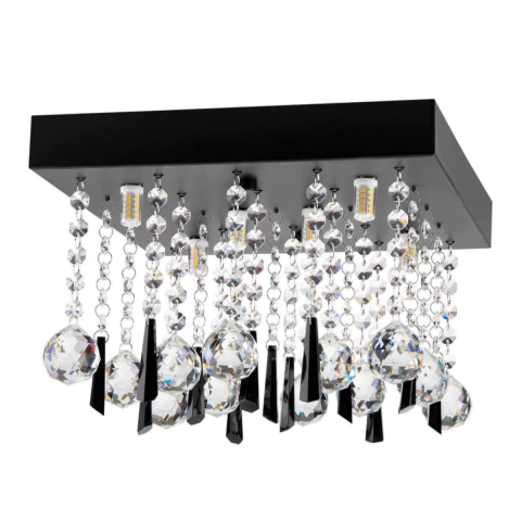 Plafón para techo negro con seis luces LED G9 y caireles