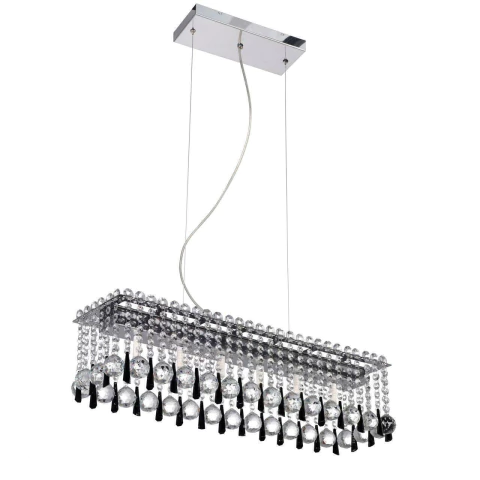 Colgante moderno para techo con 6 luces LED G9, con esferas de cristal y gotas negras