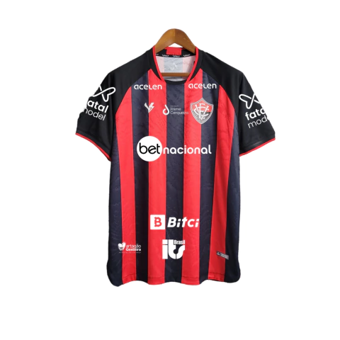 Camisa Vitória l 23/24 - Torcedor Volt Masculina - Vermelha e preta com todos os patrocínios