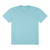 Camiseta plus size em malha relevo na cor azul claro, com design minimalista e gola arredondada.