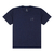 Camiseta plus size azul marinho 100% algodão com estampa discreta no peito.
