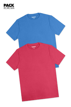 PACK DE 2 CAMISETAS (REGULARES) KOROVA BÁSICA AZUL/VERMELHO - comprar online