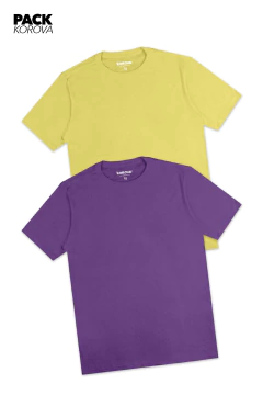 PACK DE 2 CAMISETAS (REGULARES) KOROVA BÁSICA ROXO/AMARELO - comprar online