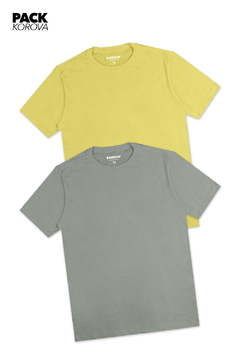 PACK DE 2 CAMISETAS (REGULARES) KOROVA BÁSICA VERDE/AMARELO - comprar online