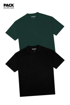 PACK DE 2 CAMISETAS NOVA OVERSIZED KOROVA VERDE/PRETA - Korova