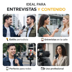 Soporte de Mano Micrófono Inalámbrico Celular Periodista Entrevistas - tienda online