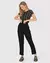 Calça Reta Feminina Bolso Frontal Em Viscose Sarjada 1000120900 MALWEE