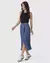 Saia Midi Feminina Transpassada Em Jeans Com Elastano Azul 1000121709 MALWEE - loja online