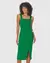 Vestido Midi Feminino Alça Larga Fenda Frontal Em Ribana 1000120879 MALWEE