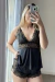 Kit baby doll Mel Preto + robe Preto c/ fios dourados na internet