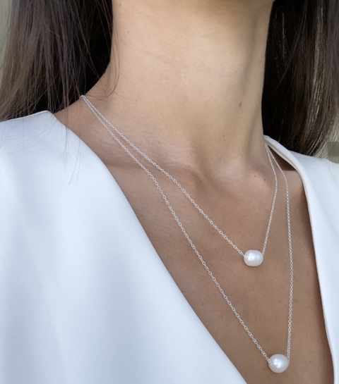 Cadena doble, con perlas | PLATA 925