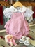 Jardineira Maju com Blusinha Listras Rosa - comprar online