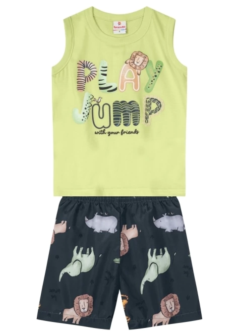 Conjunto Infantil menino Brandili de Regata Meia Malha e Bermuda Microfibra Com Elastano