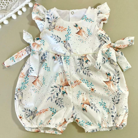 Macaquinho de bebê menina em sedinha romper bebê Zaffira - P/M/G