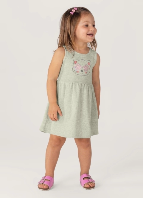 VESTIDO RIBANA RELEVO Gatinha de óculos com brilho