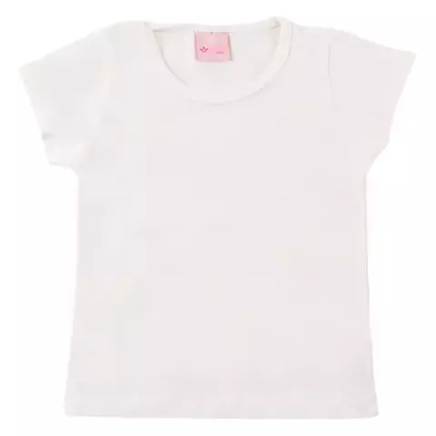BLUSA DE BEBE MENINA COLOR MINI MANGA CURTA BASICA LISA OFF WHITE