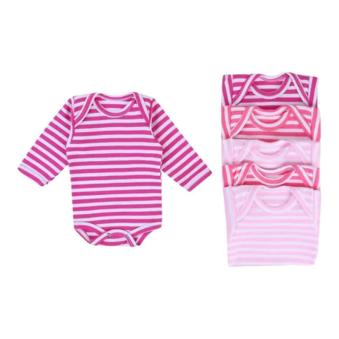 Body de bebê manga longa listrado em suedine - body menina body menino - Top Chot - body canelado RN ao G (0 a 12 meses)