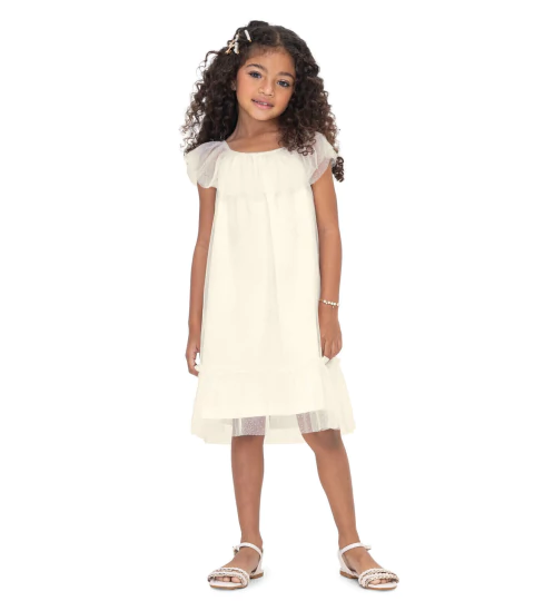 Vestido Infantil Em Cotton Leve e Tule Trick Nick com brilhos