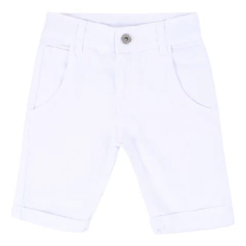 BERMUDA INFANTIL MENINO BRANCA GIJO EM SARJA DETALHE DE BOLSO FALSO