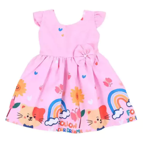 VESTIDO BAMBOOLE ARCO-IRIS E CORAÇÕES ROSA