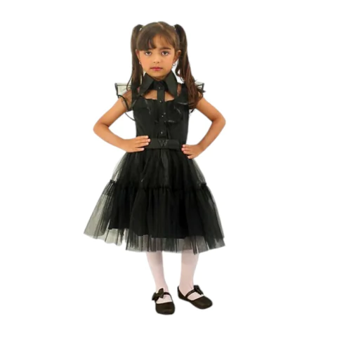 Fantasia Wandinha Fantasia Halloween Vestido Wandinha Deluxe