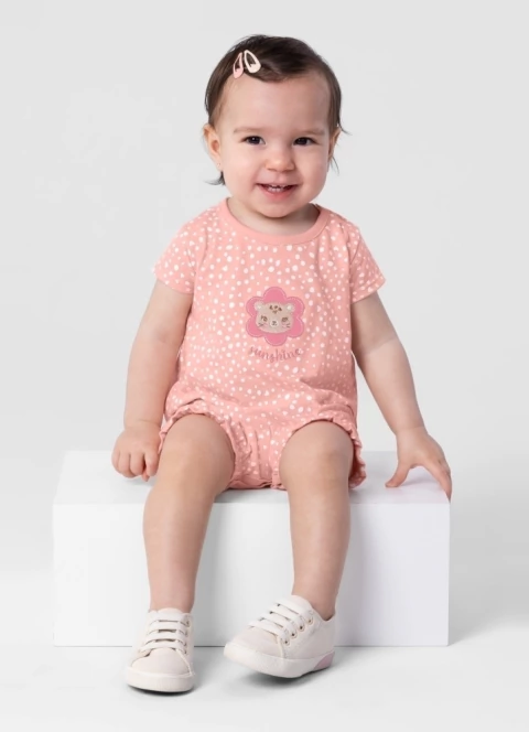 Macaquinho de bebê menina Gatinha Sunshine Meia Malha Brandili RN